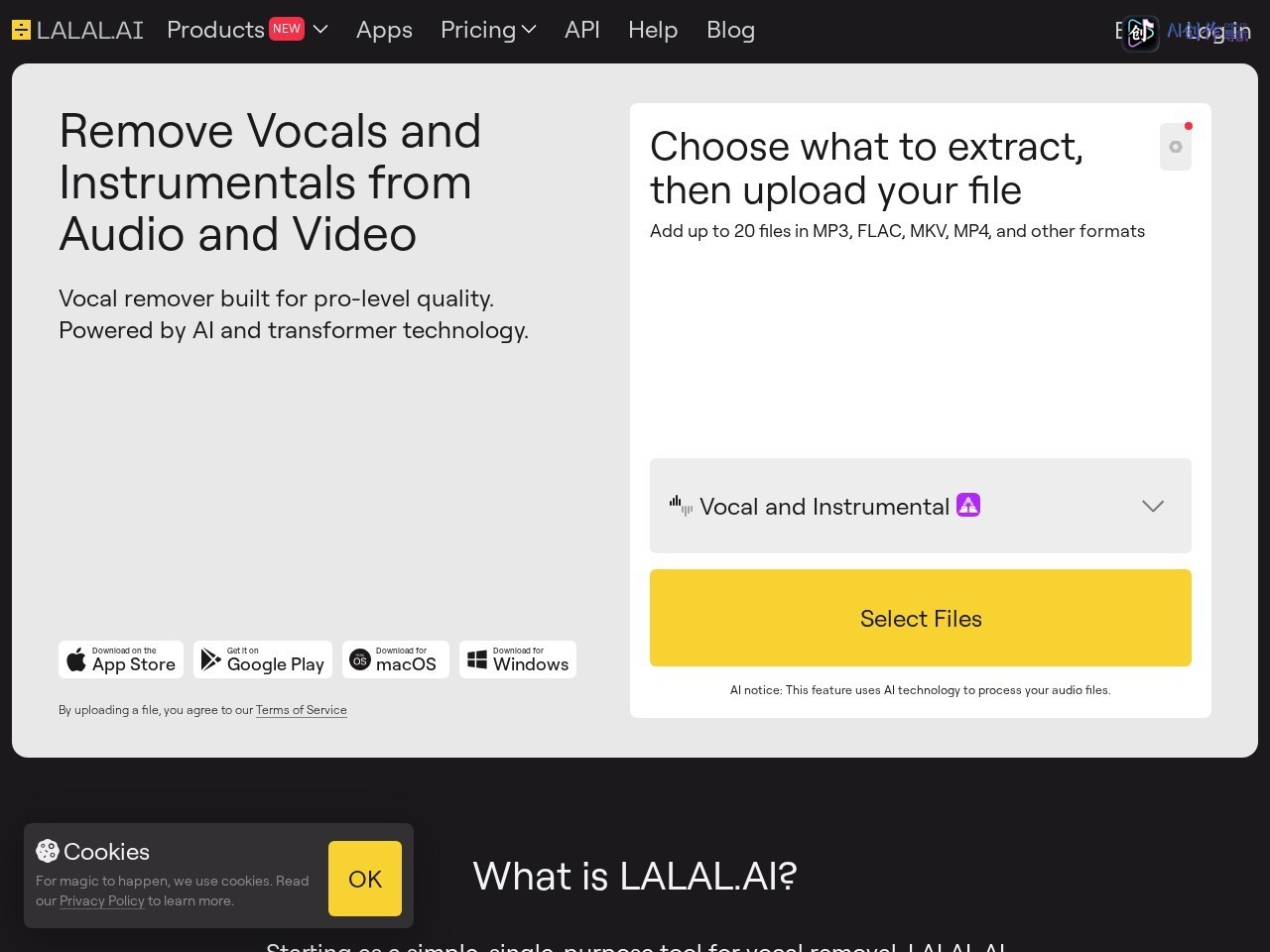 LALAL.AI 网站截图