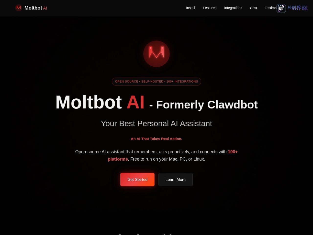 Moltbot AI 网站截图