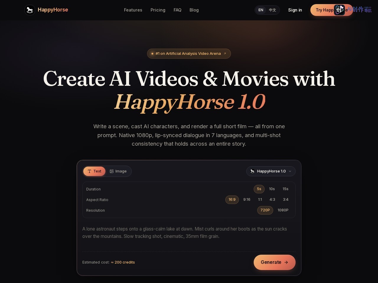 HappyHorse AI 网站截图