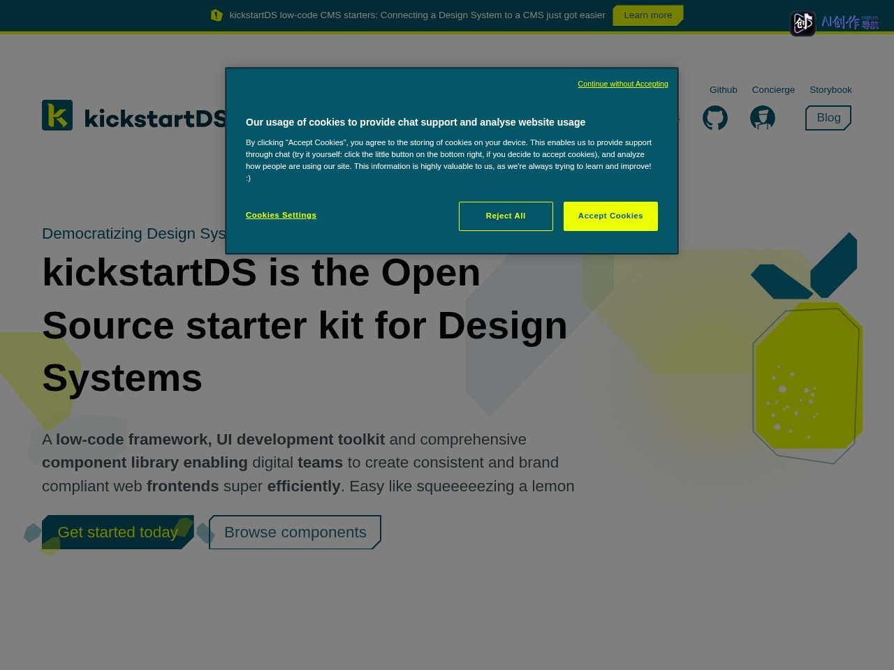 KickstartDS 网站截图