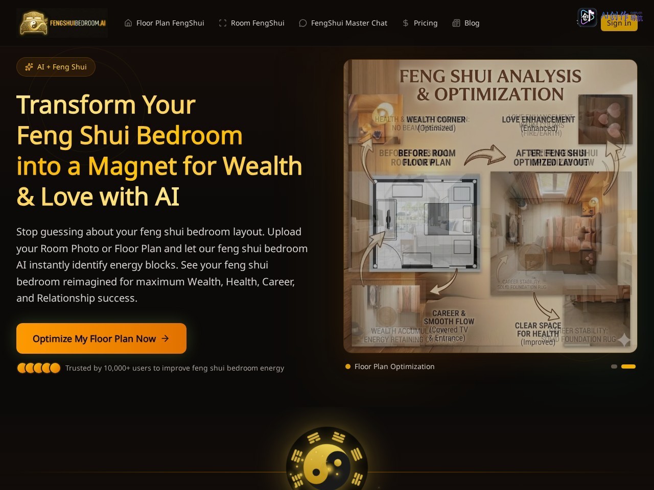 Feng Shui Bedroom AI 网站截图