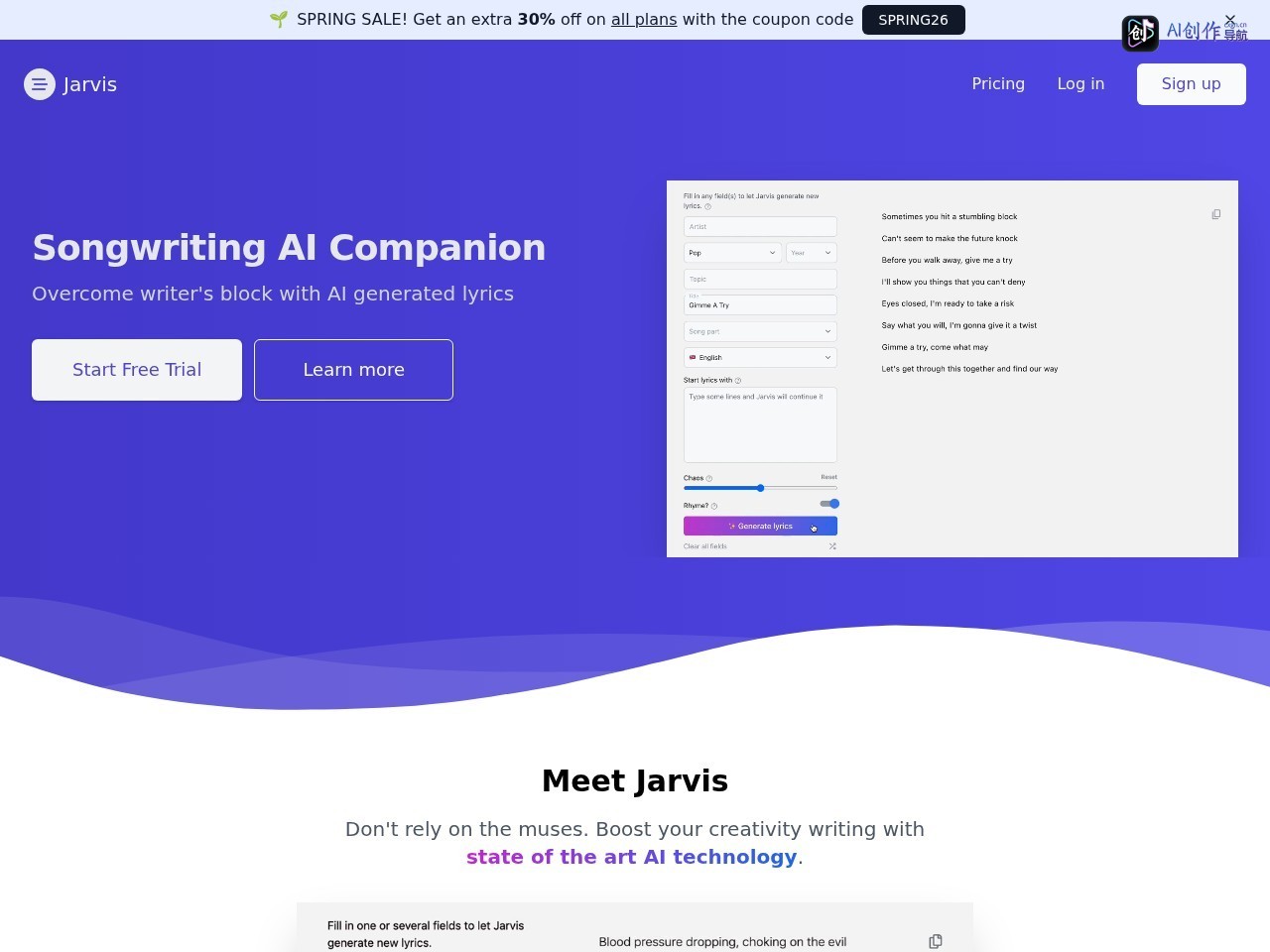Jarvis Lyrics 网站截图