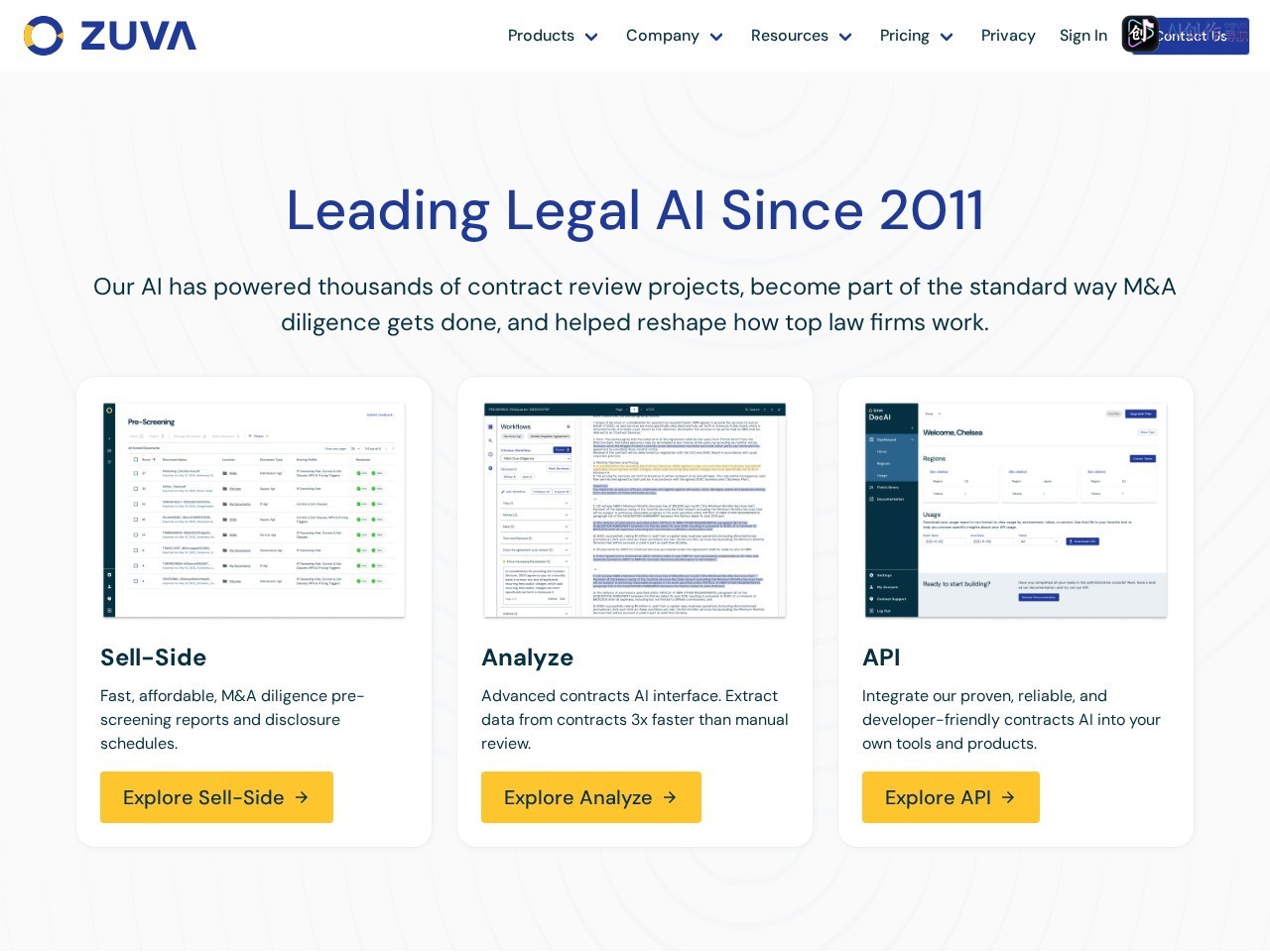 Zuva AI 网站截图