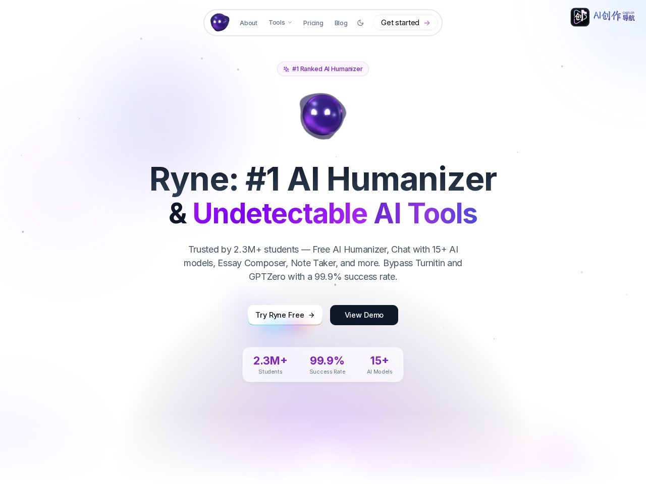 Ryne AI 网站截图