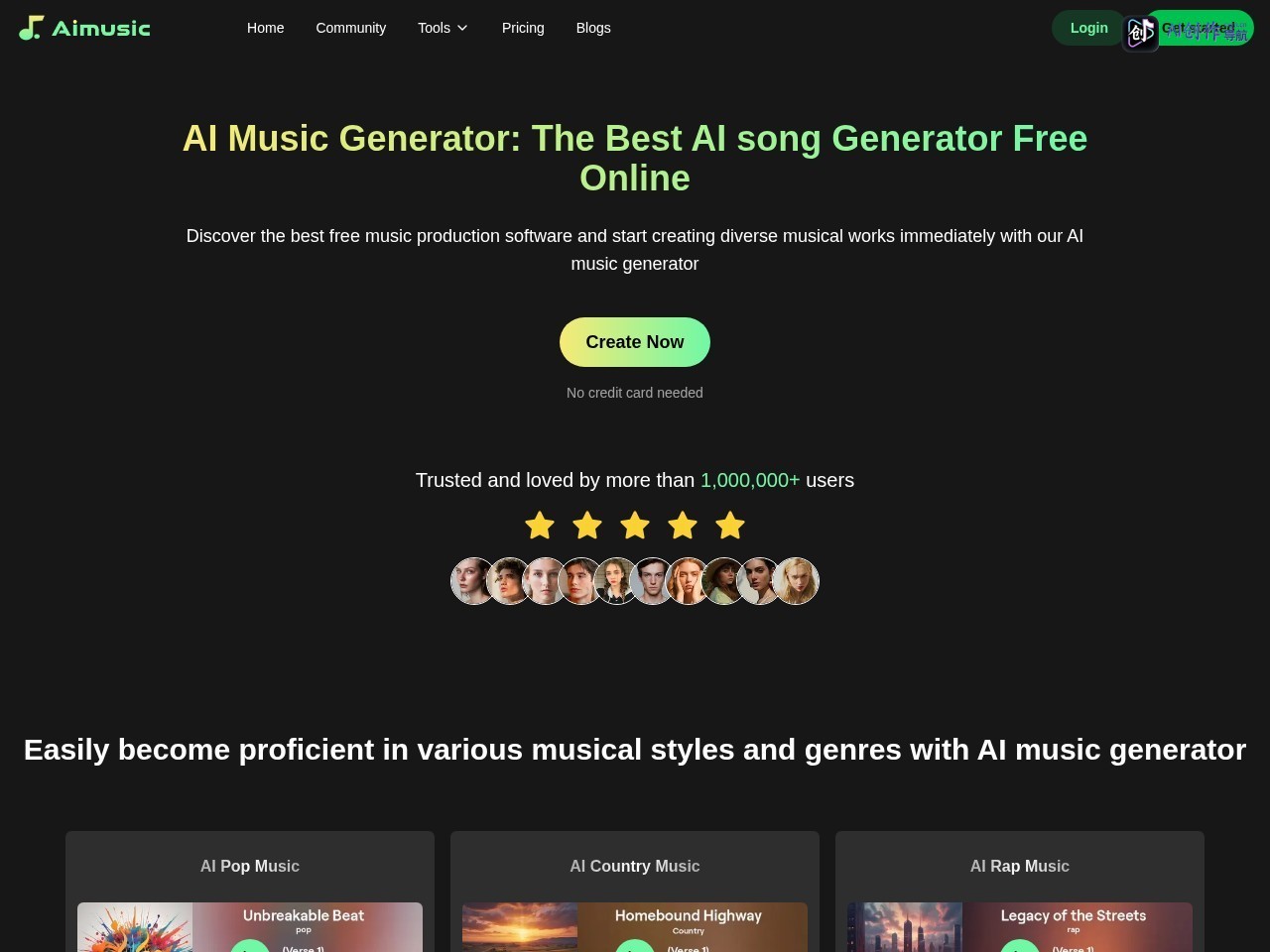 AI Music Generator 网站截图