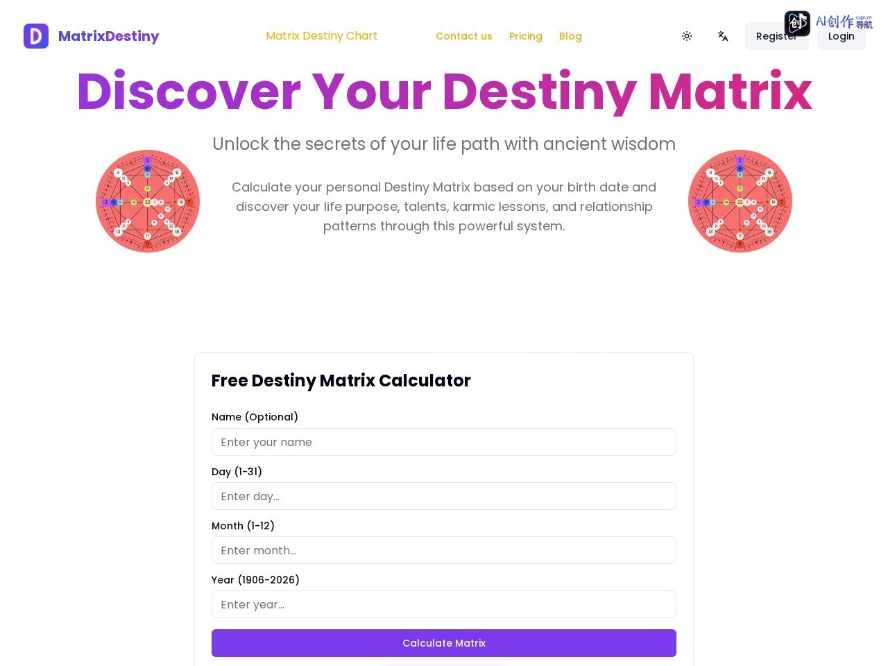 Matrix Destiny Chart 网站截图