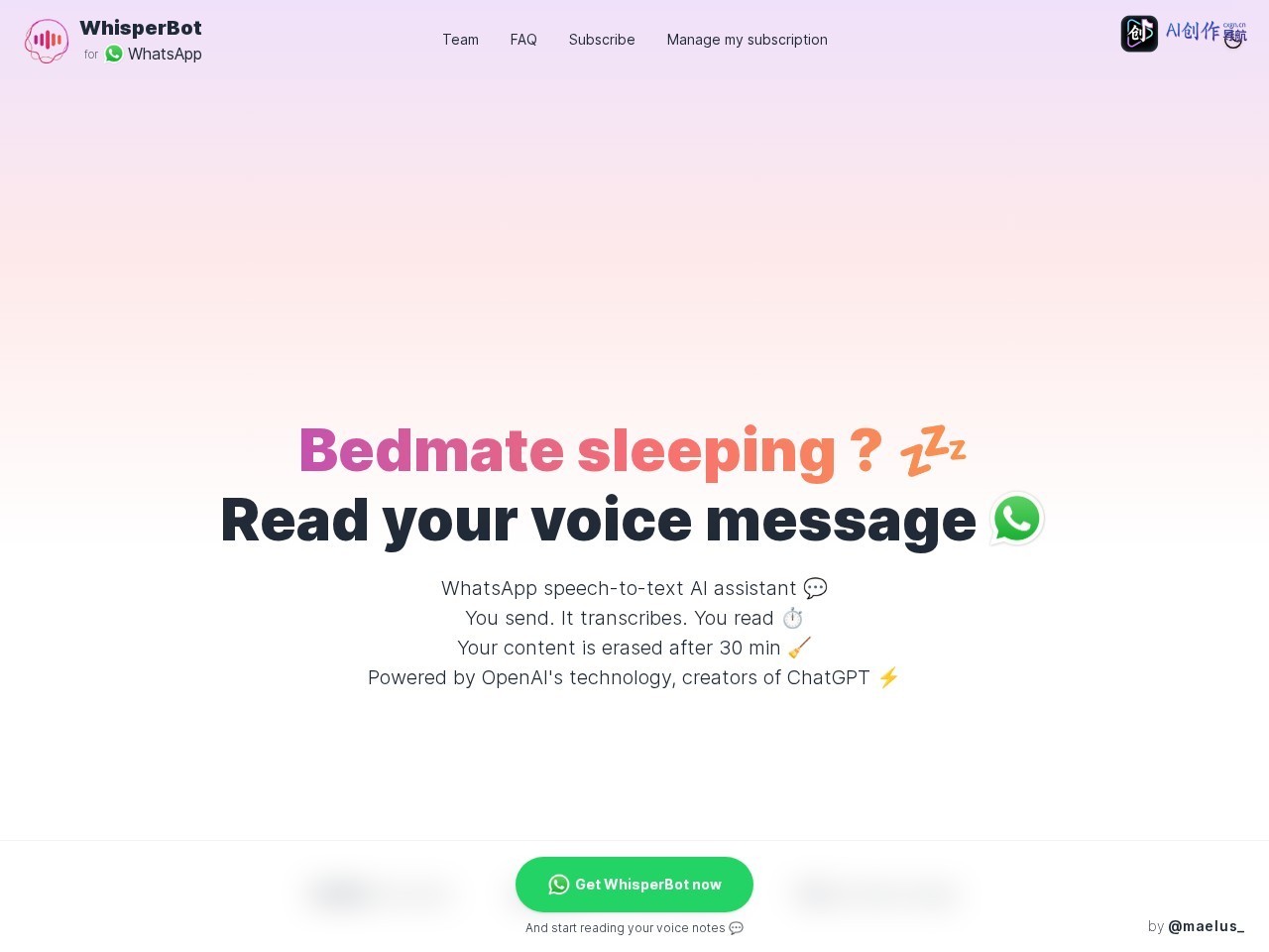 WhisperBot 网站截图