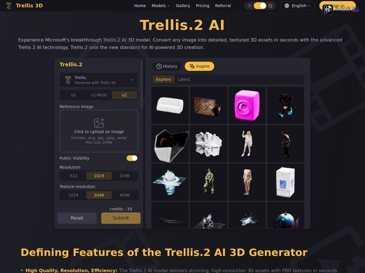 Trellis.2 AI 网站截图