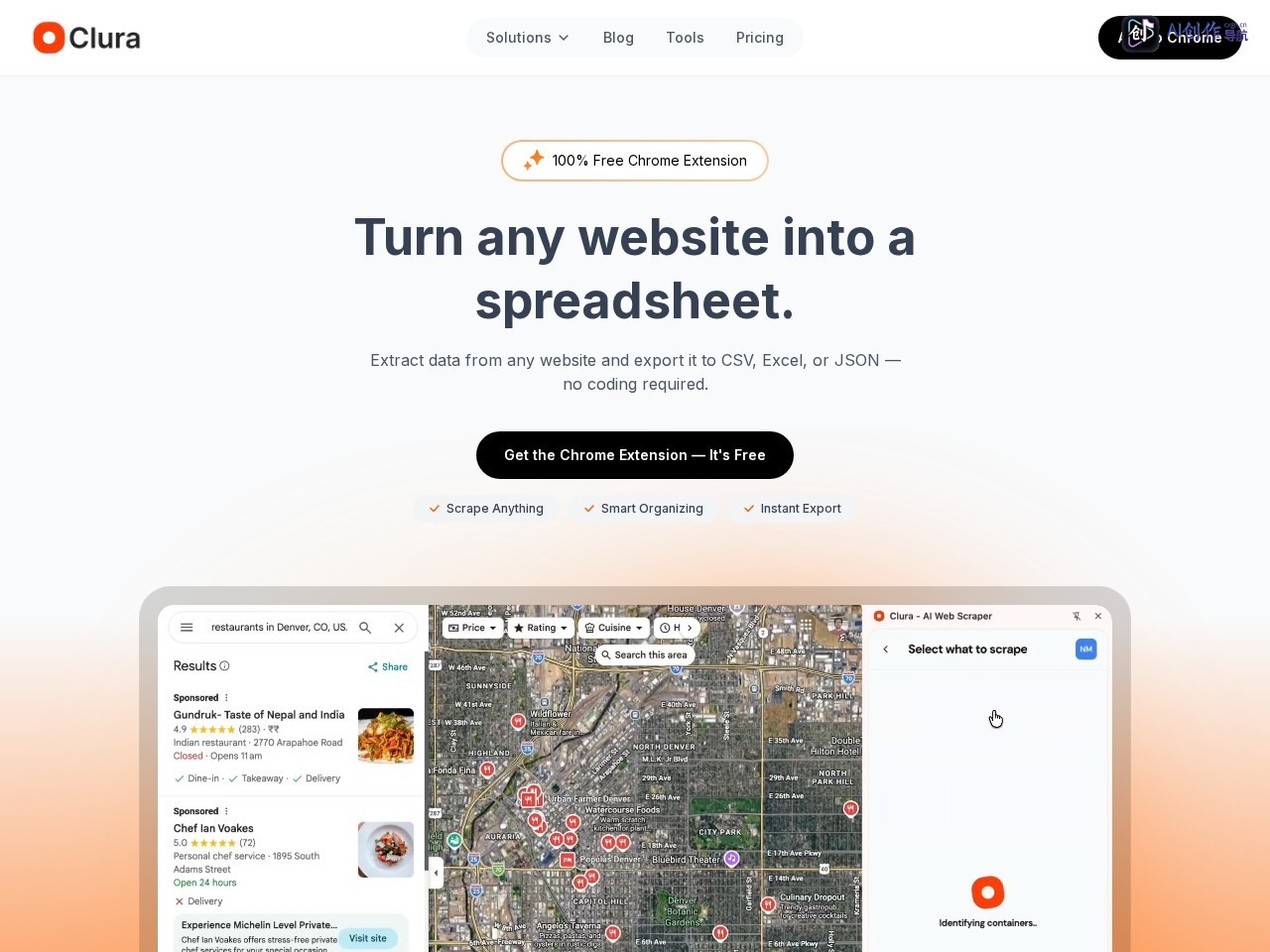 Clura AI Web Scraper 网站截图