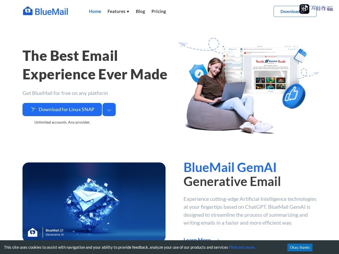 BlueMail 网站截图