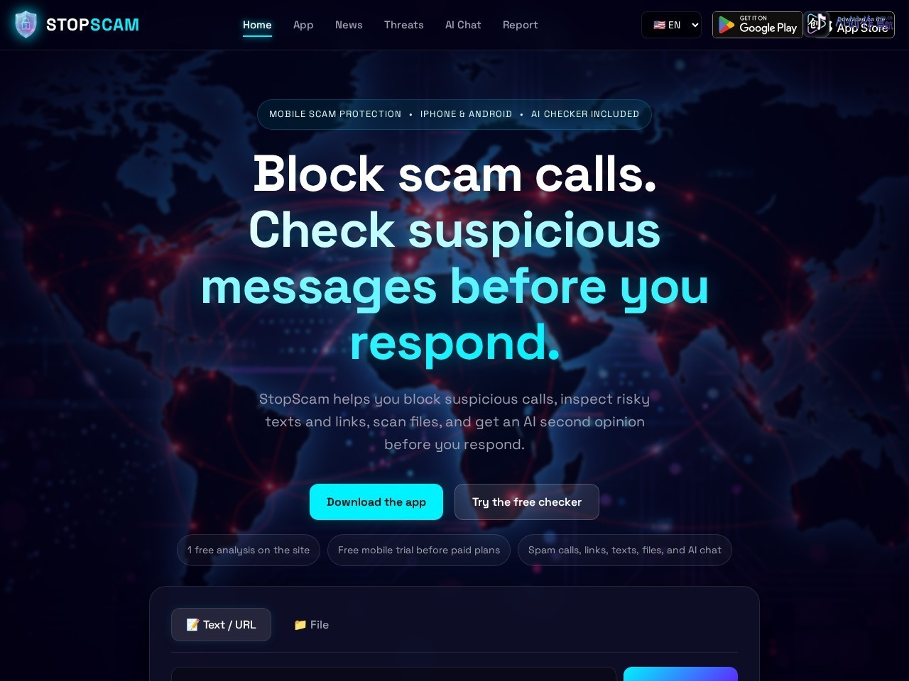 StopScam.ai 网站截图