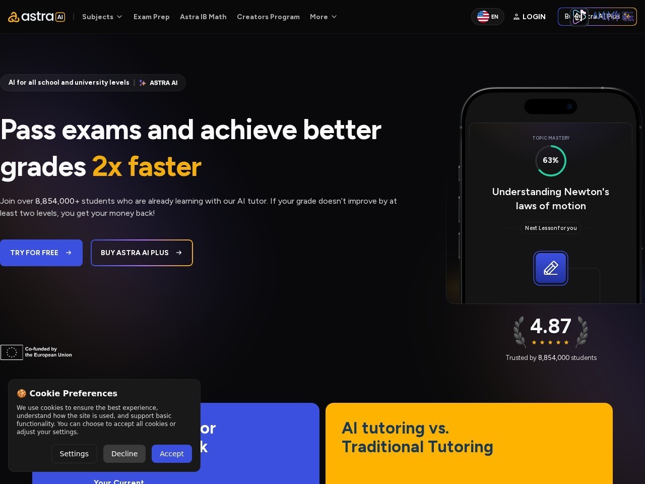 Astra AI 网站截图
