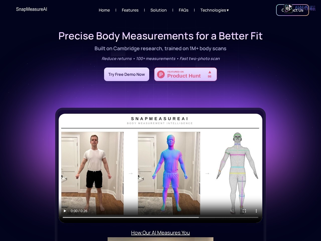 SnapMeasureAI 网站截图