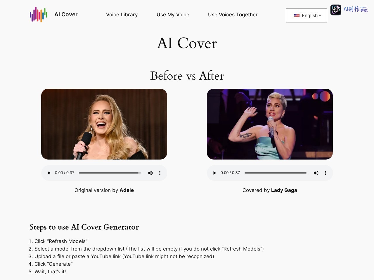 AI Cover Generator 网站截图