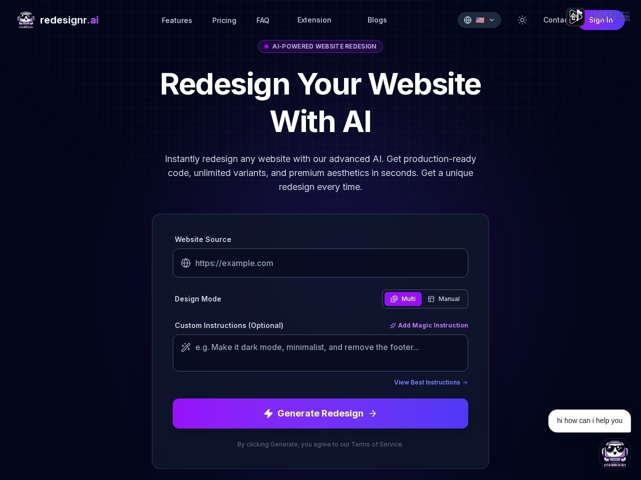 Redesignr.ai 网站截图