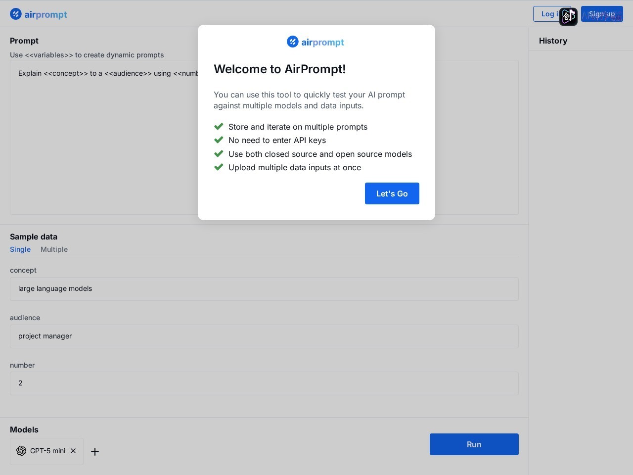 AirPrompt 网站截图