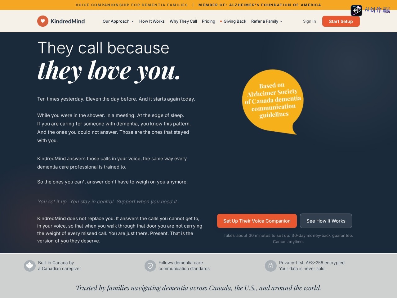 KindredMind 网站截图