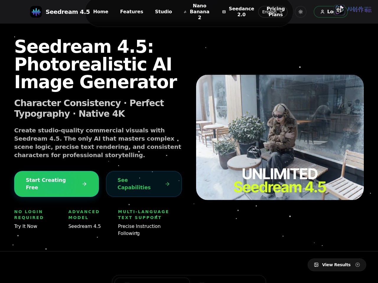 Seedream 4.5 网站截图
