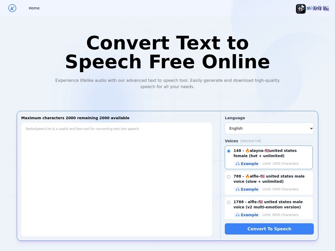 Text to Speech.im 网站截图