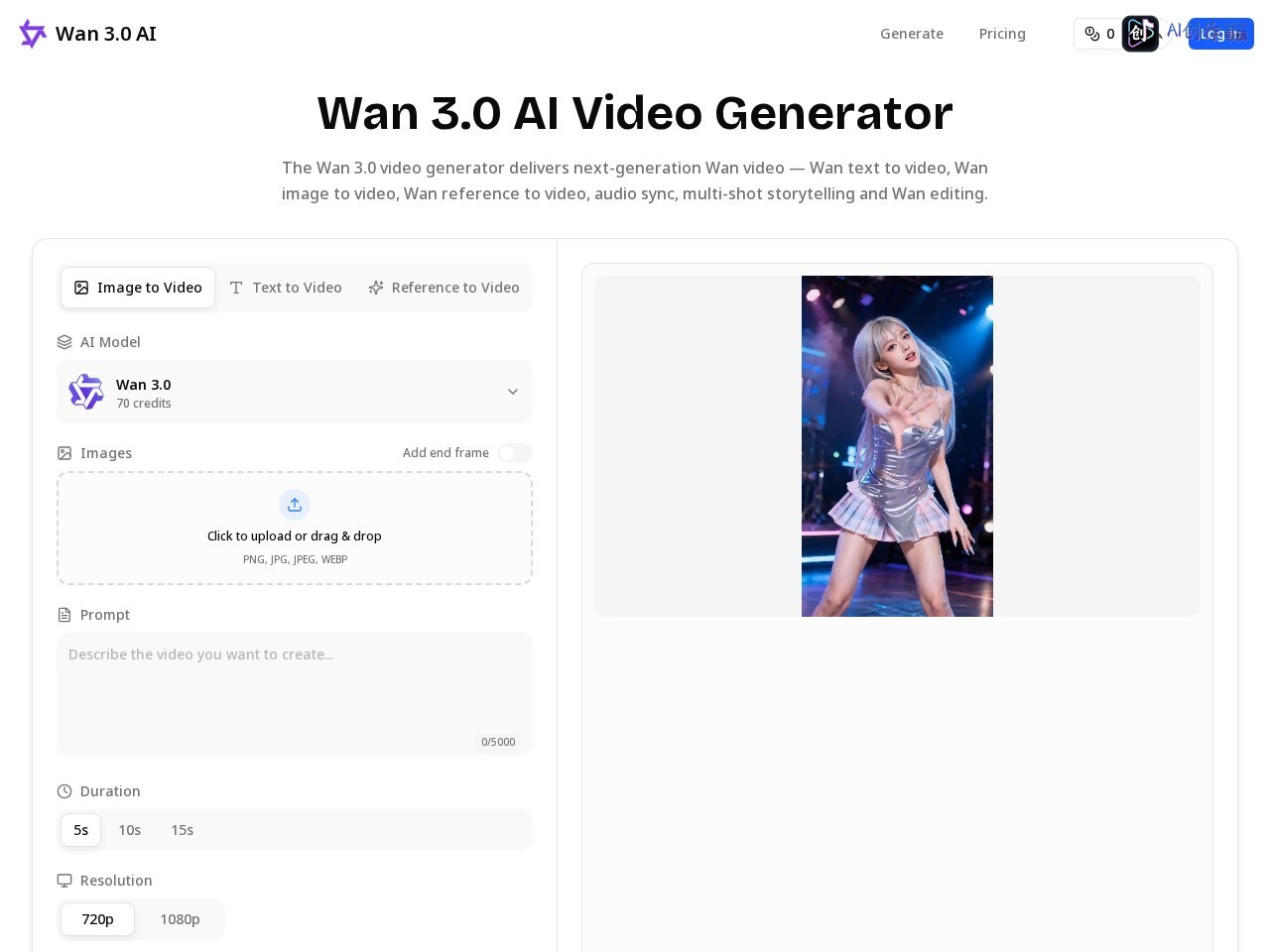 Wan 3.0 AI Video Generator 网站截图