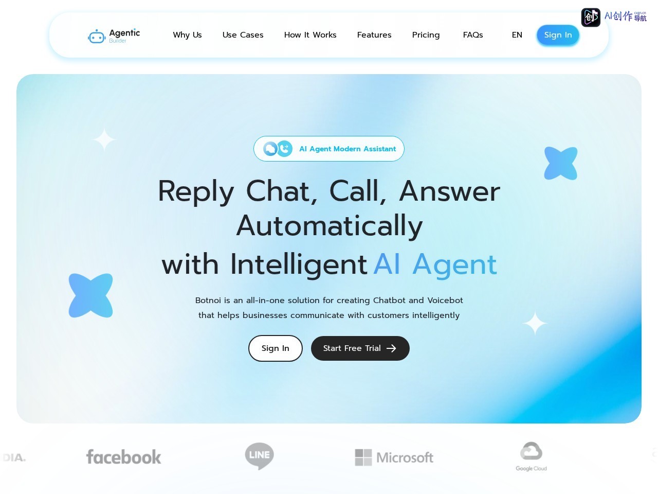 BOTNOI AI Chatbot 网站截图