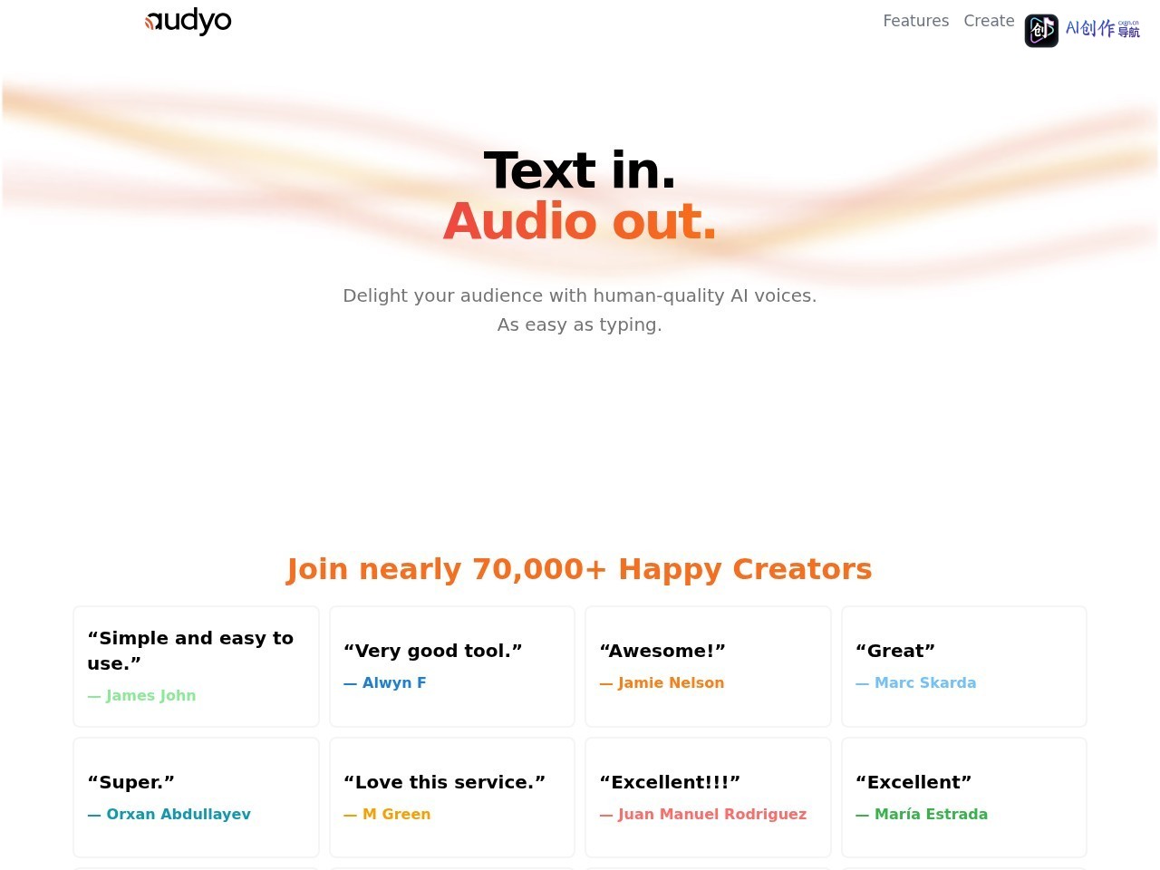 Audyo AI 网站截图