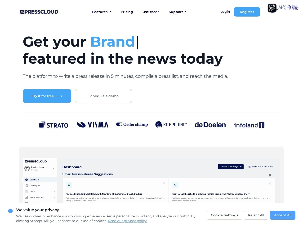 Presscloud.ai 网站截图