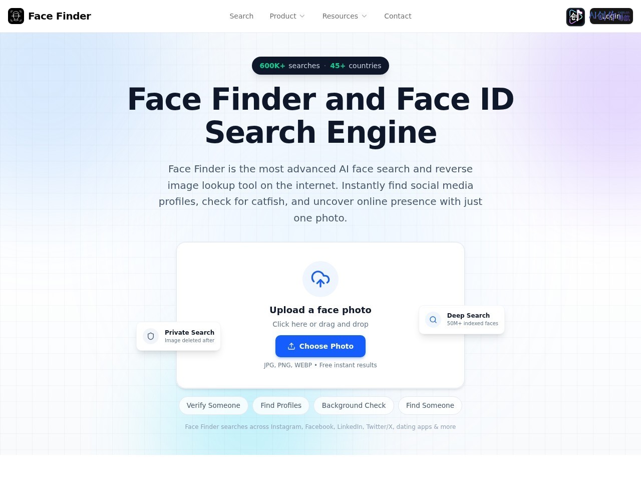 Face Finder 网站截图