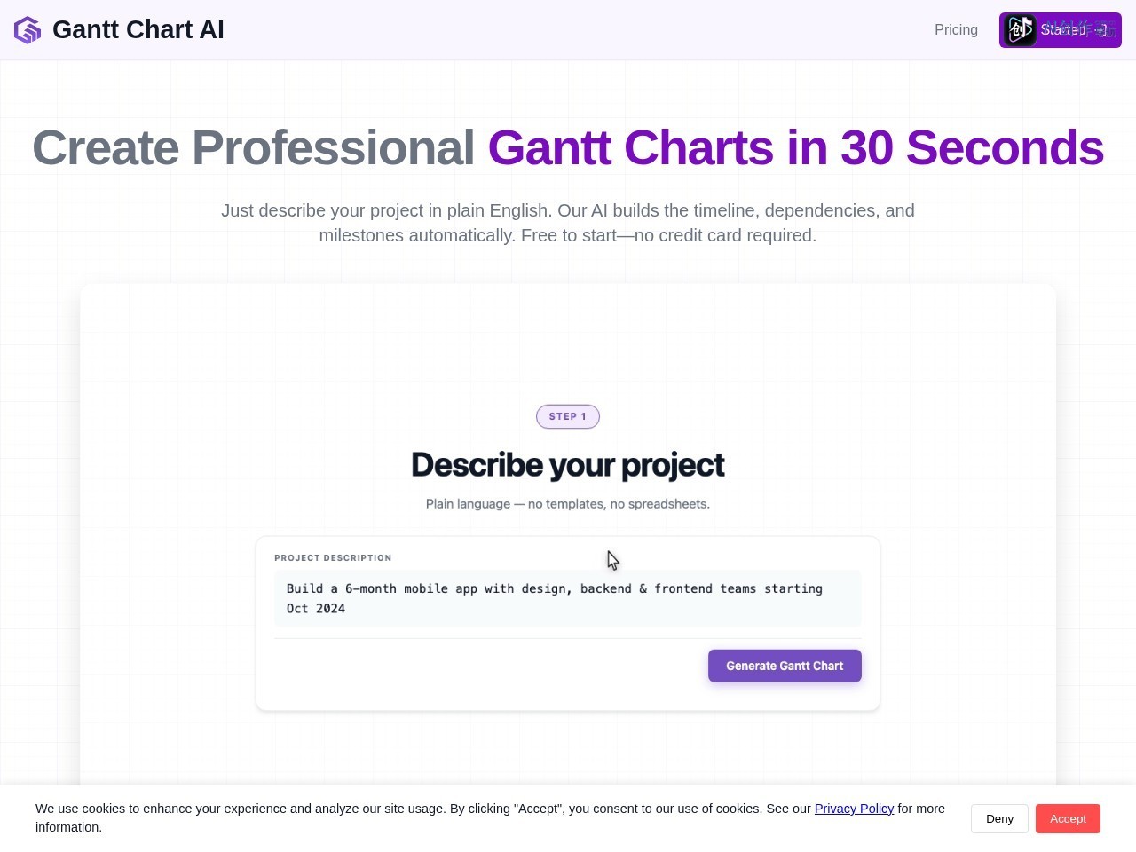 Gantt Chart AI 网站截图