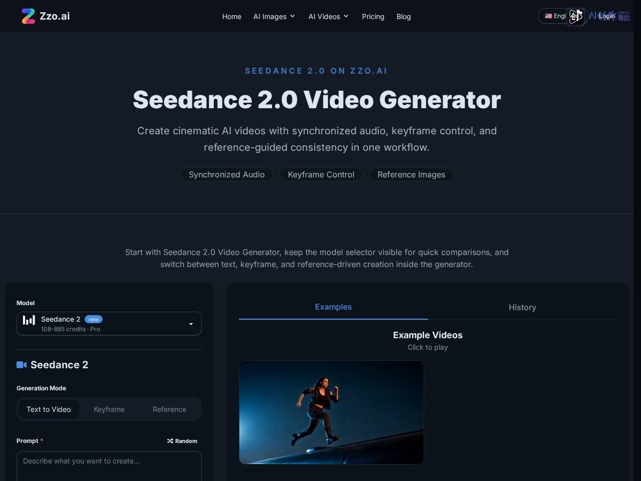 Seedance 2.0 网站截图