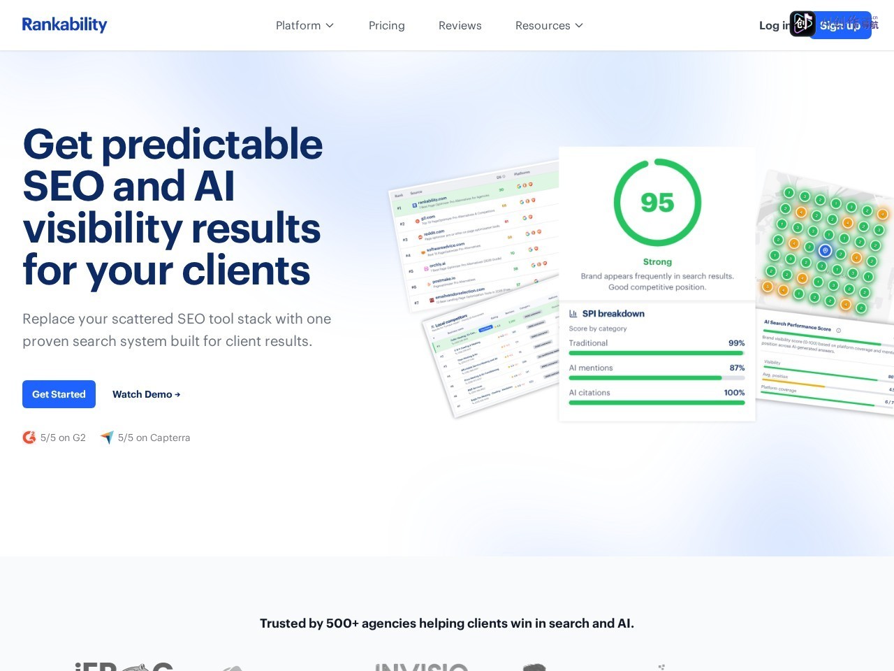 Rankability 网站截图