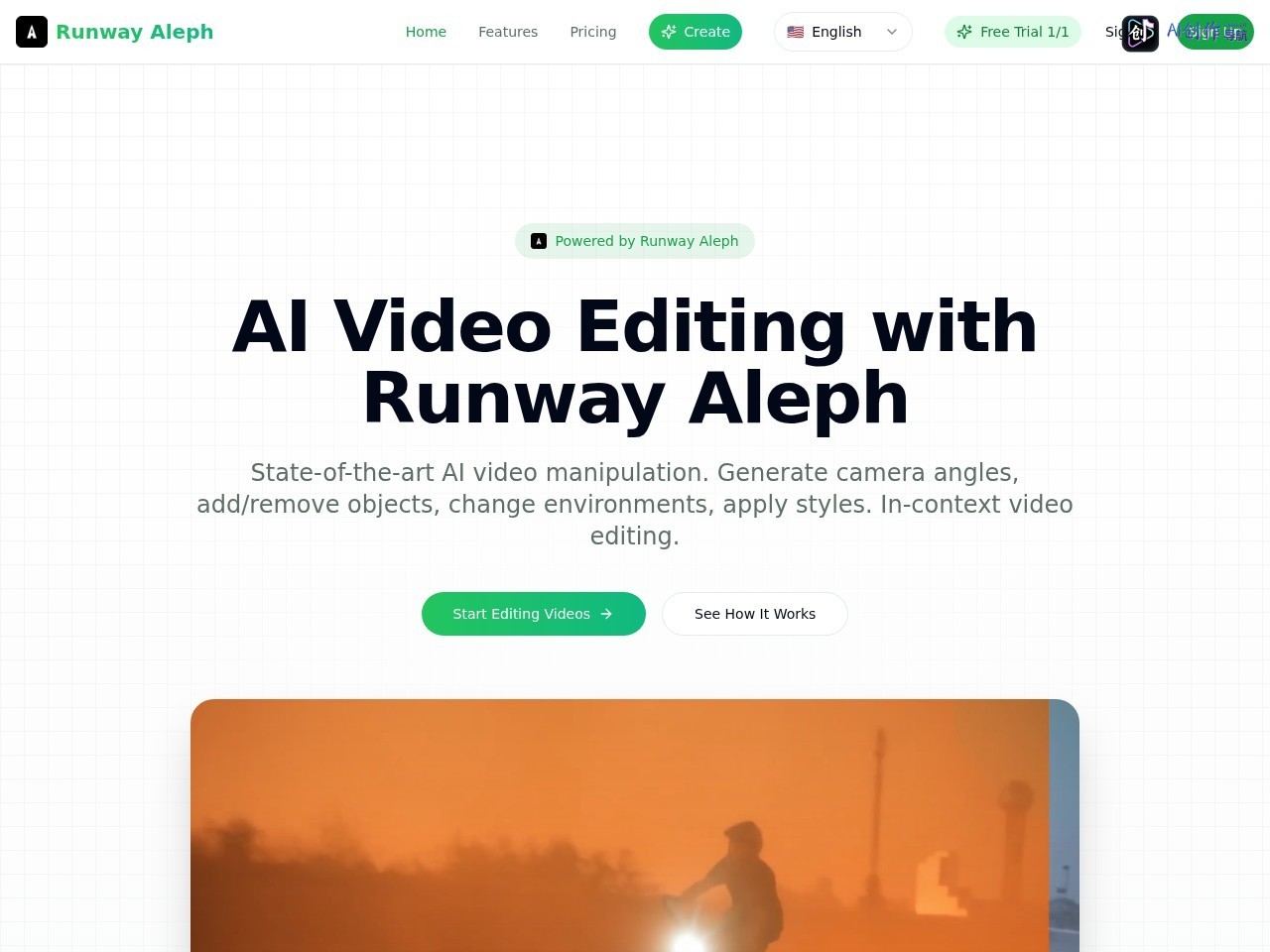 Runway Aleph 网站截图