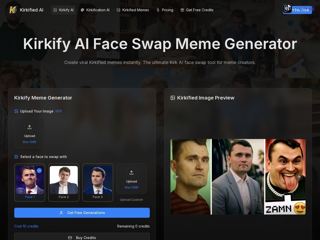 Kirkified AI 网站截图