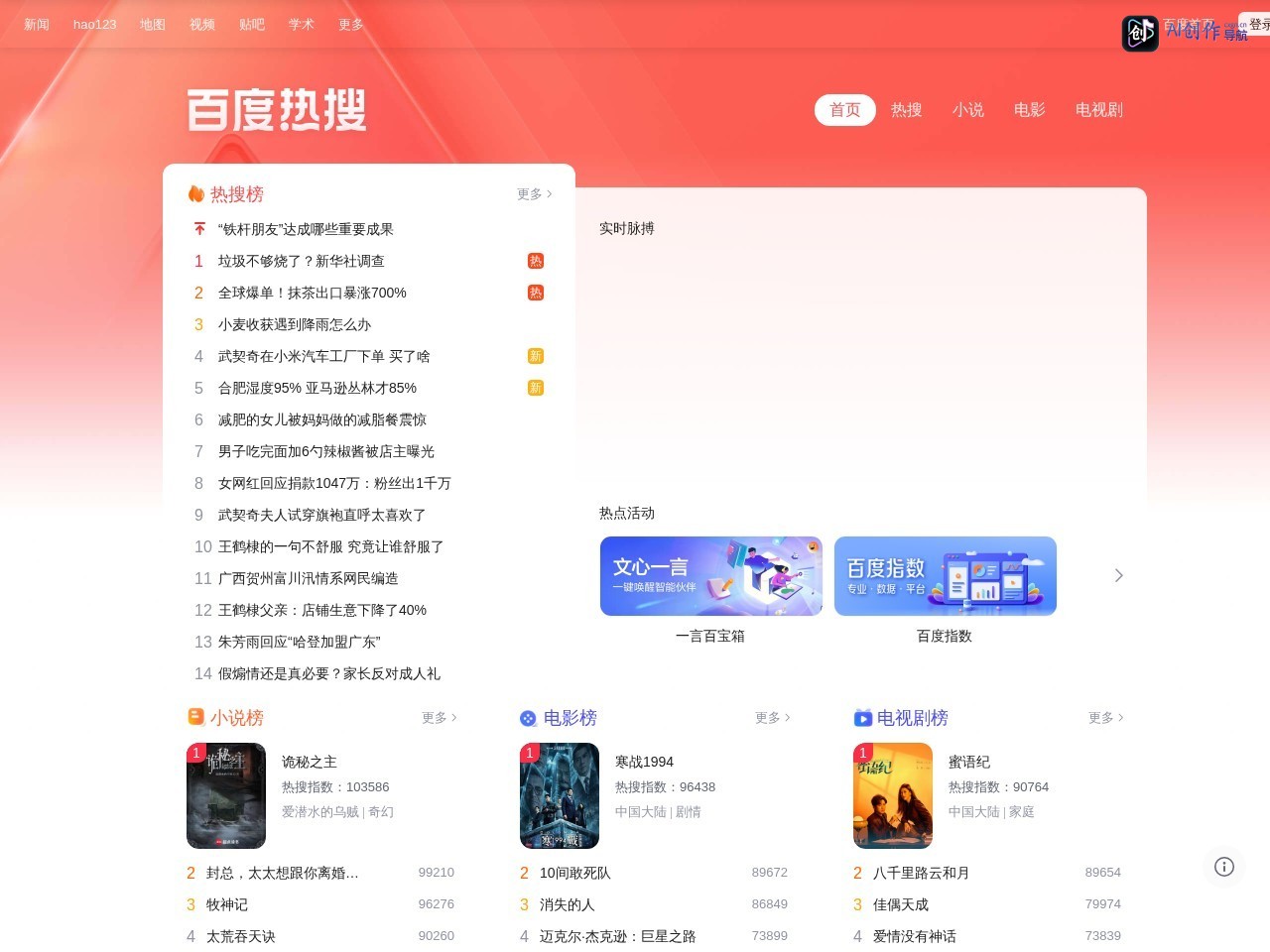 百度热搜 网站截图