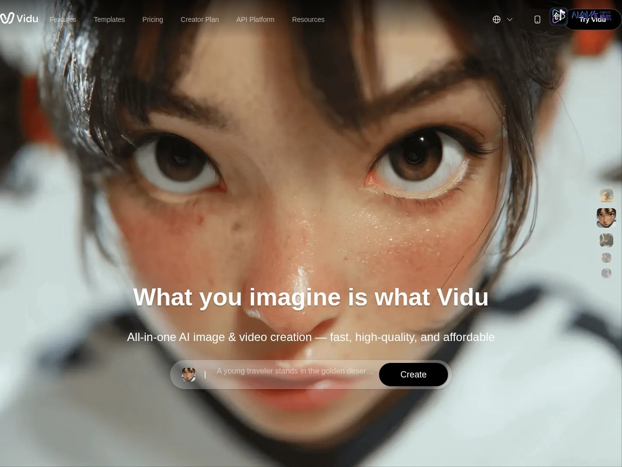 Vidu AI 网站截图