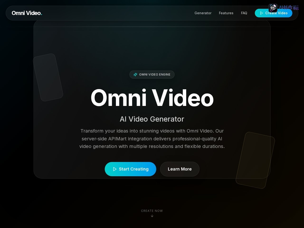 Omni Video AI Video Generator 网站截图