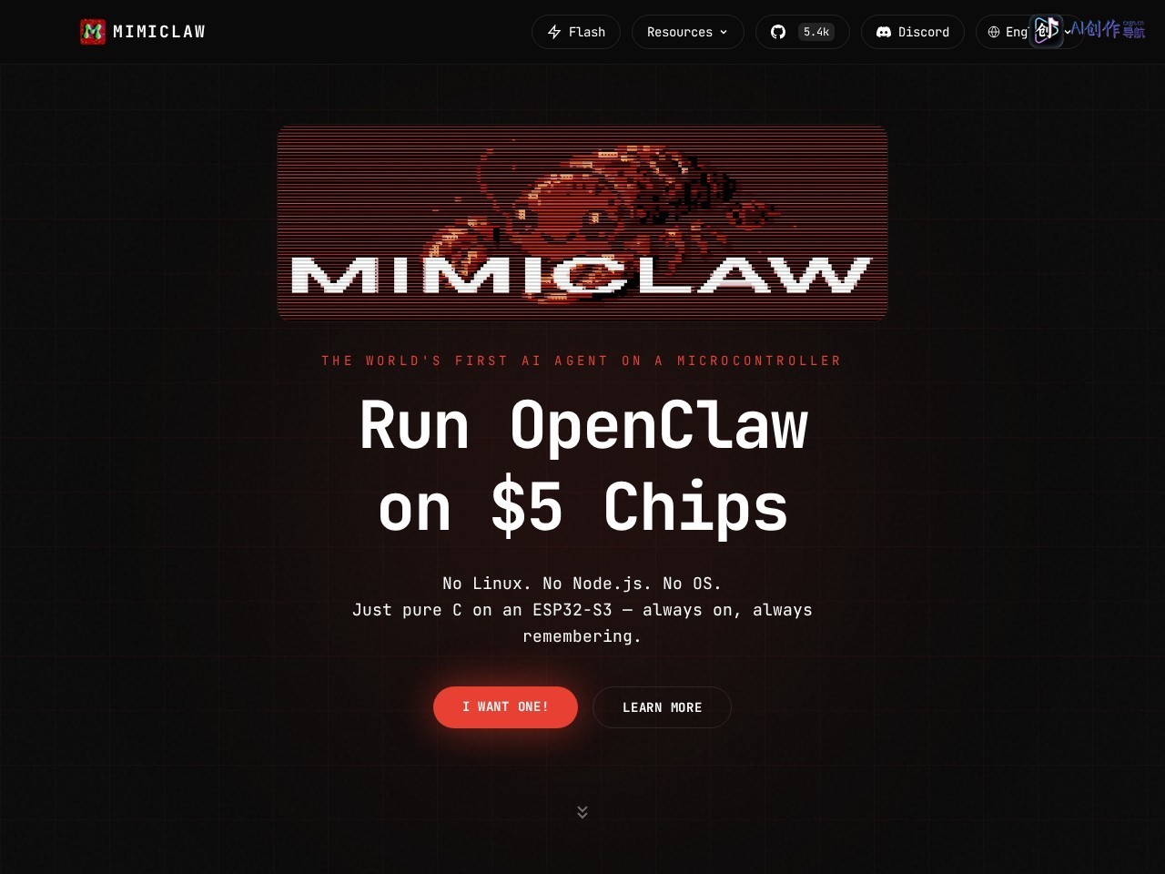 MimiClaw 网站截图