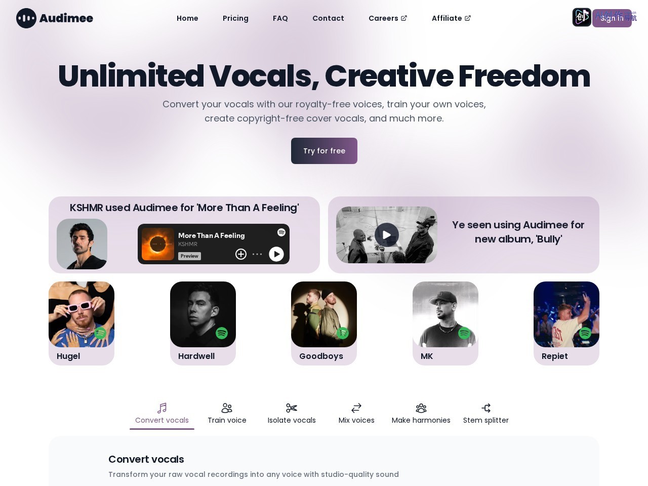 Audimee 网站截图