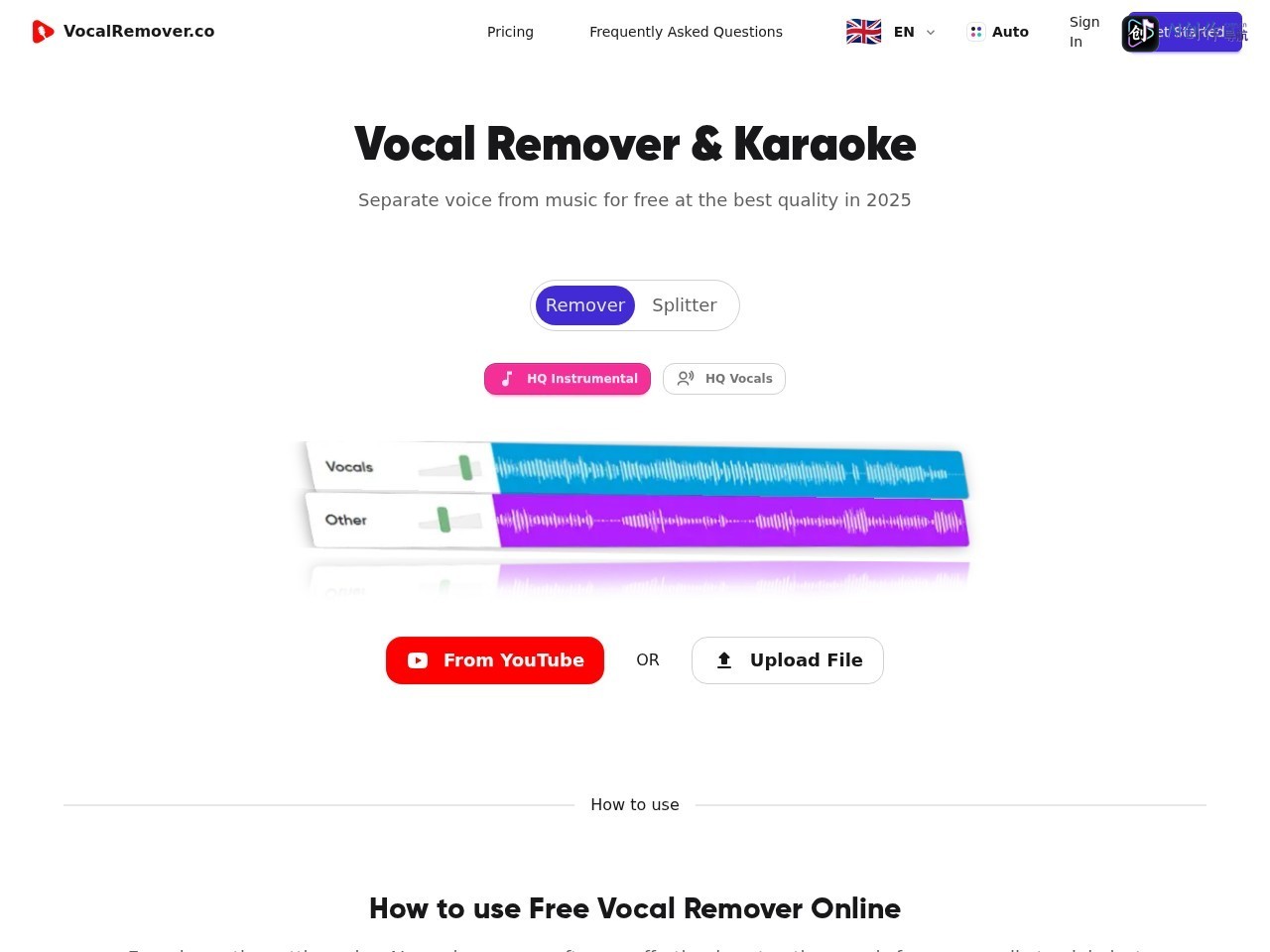 Vocal Remover 网站截图
