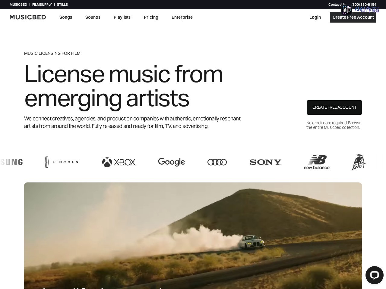 Musicbed 网站截图