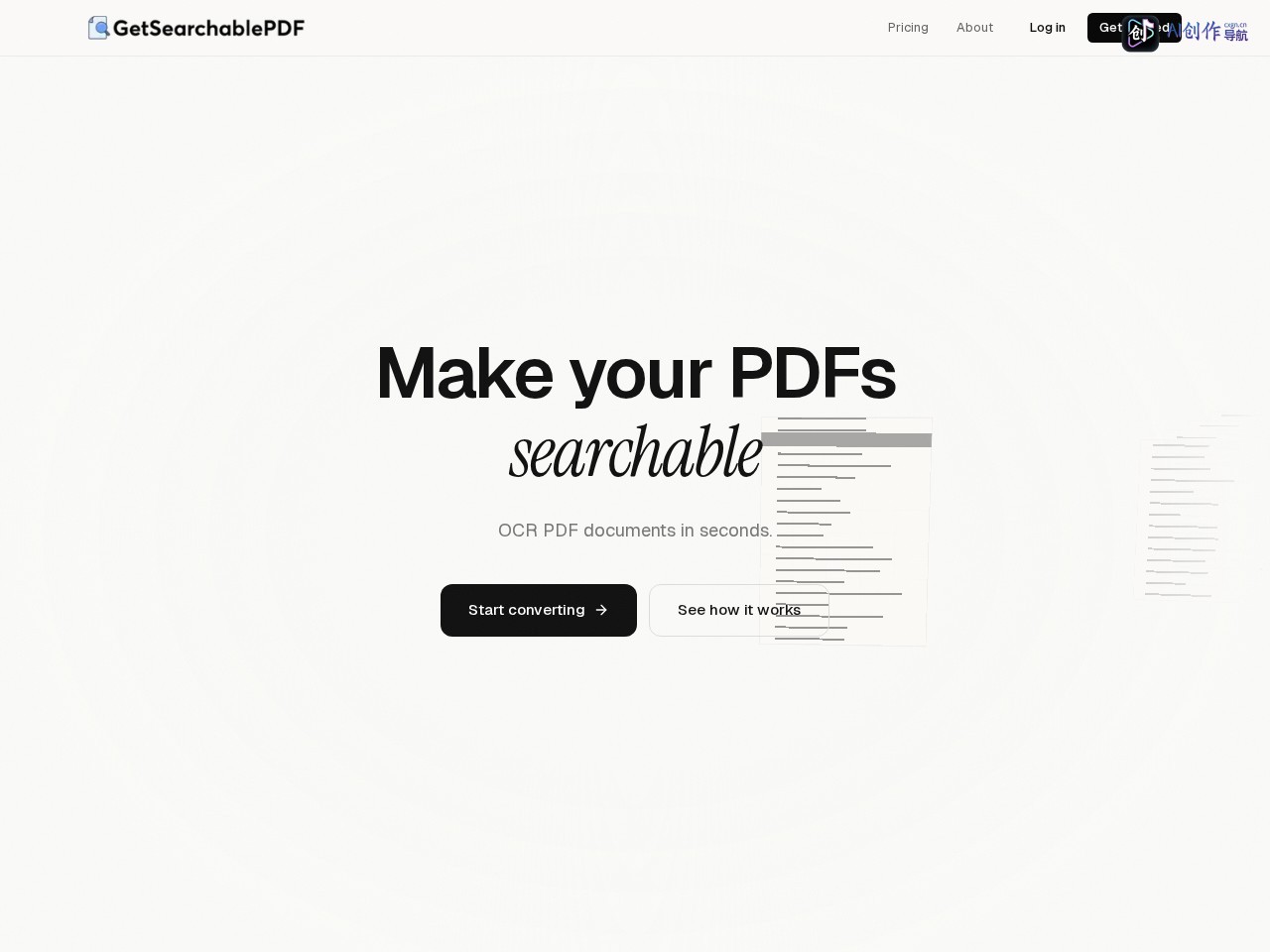 GetSearchablePDF 网站截图