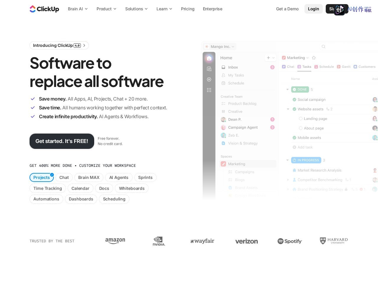 ClickUp 网站截图