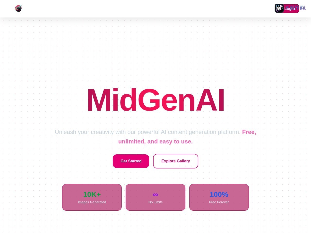 MidGenAI 网站截图
