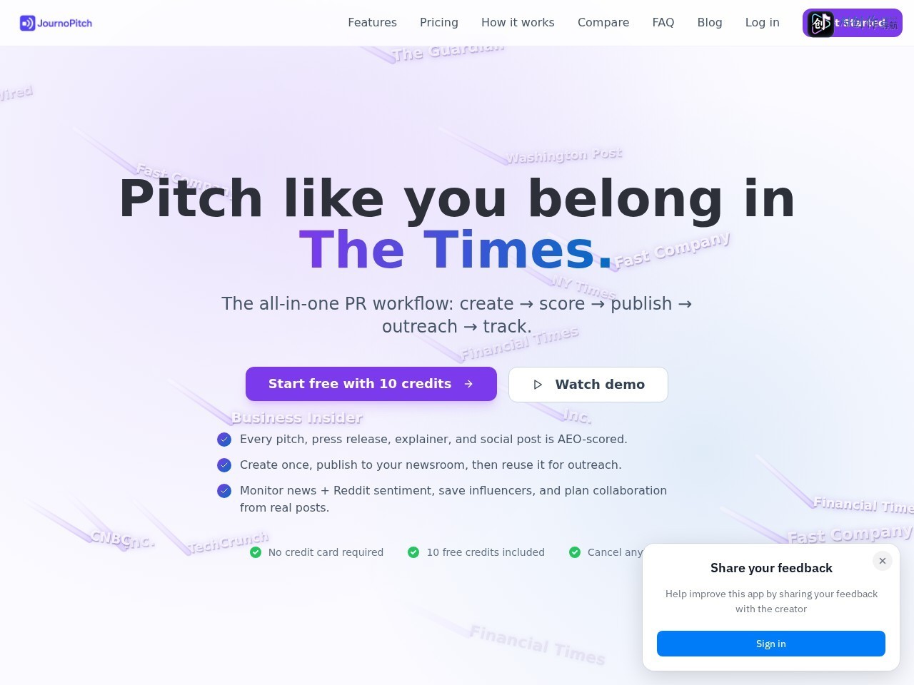 JournoPitch 网站截图
