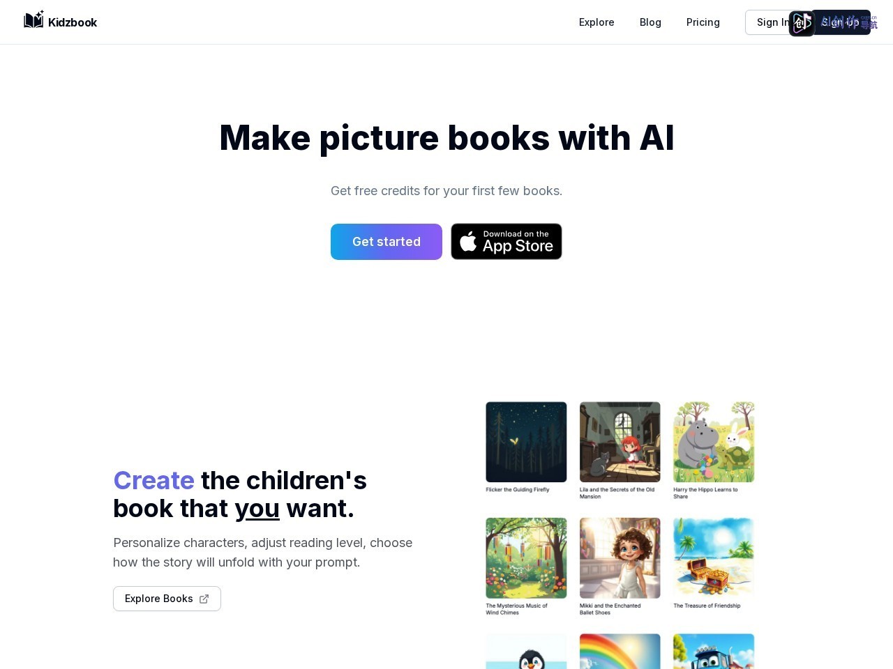 Kidzbook 网站截图