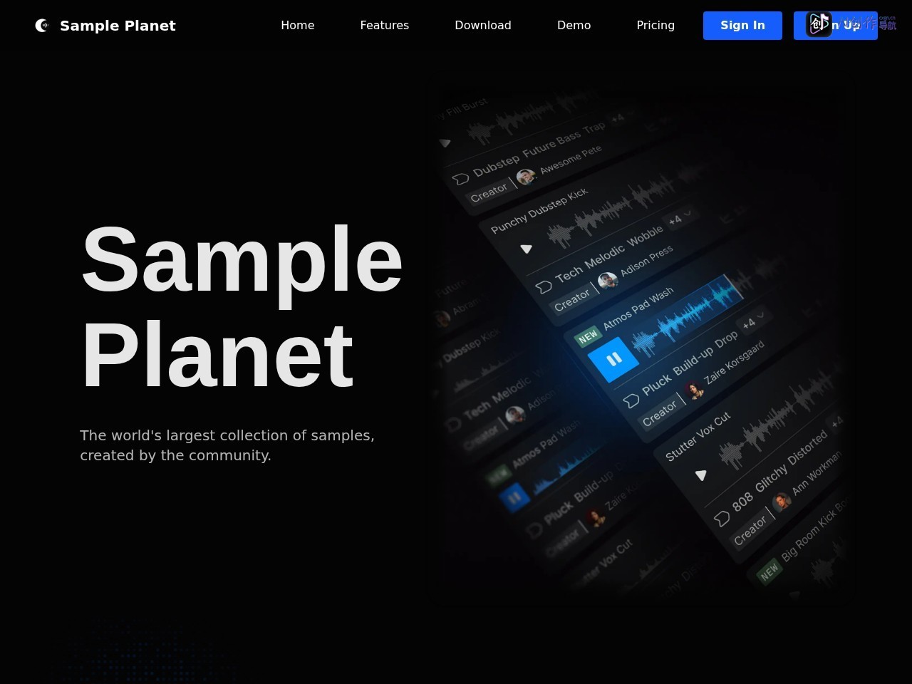 Sample Planet 网站截图