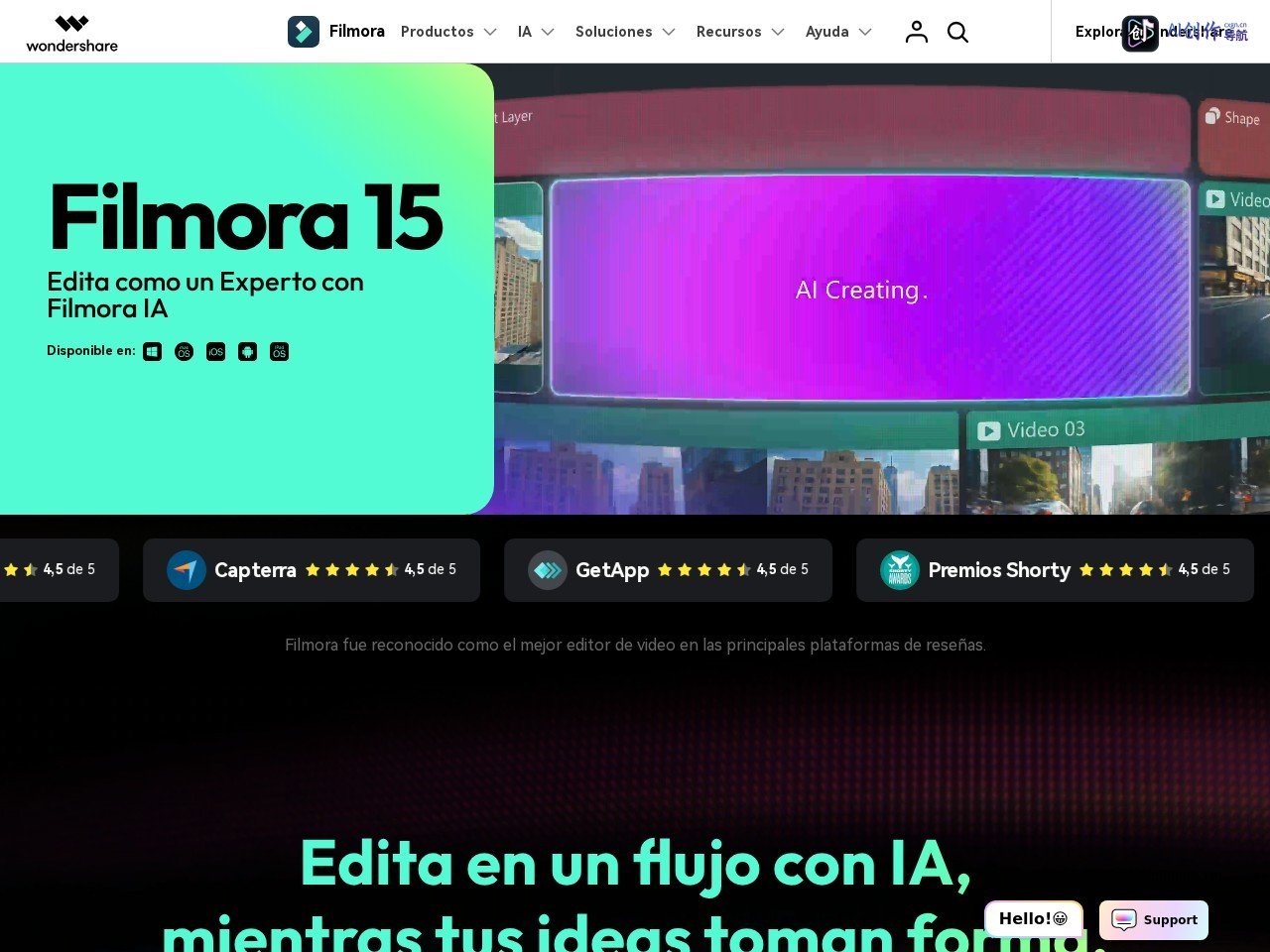 Wondershare Filmora 网站截图