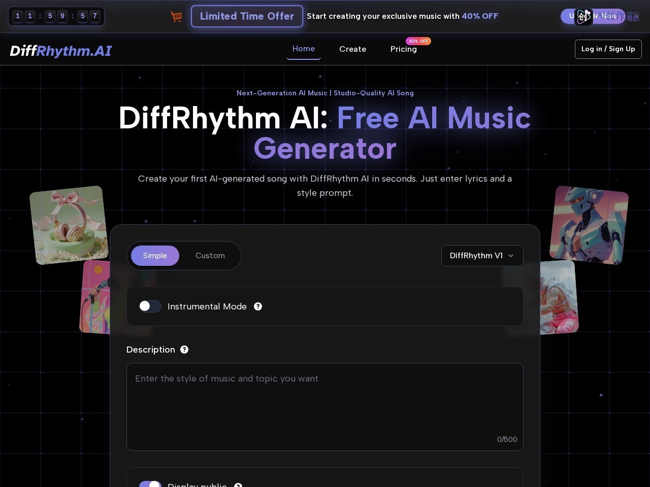 DiffRhythm 网站截图