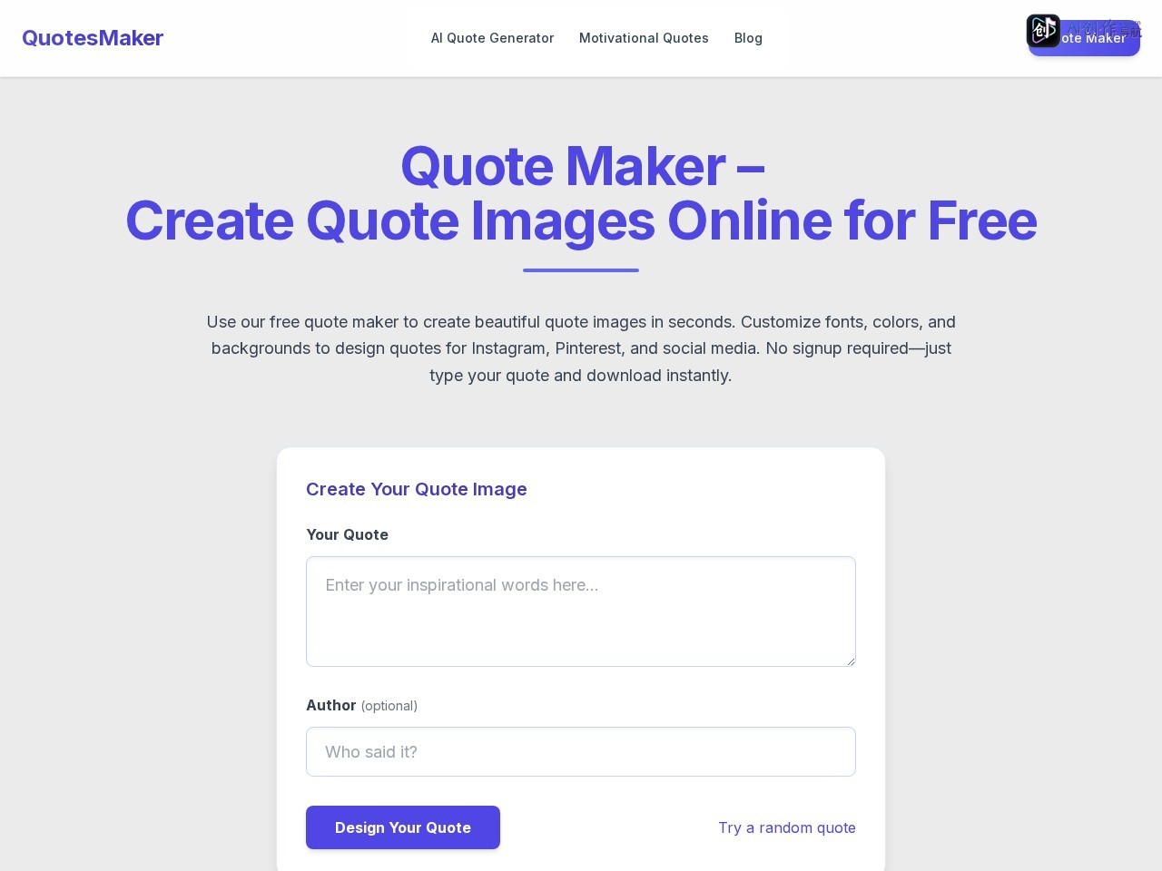 Free Quote Maker Online - QuotesMaker 网站截图