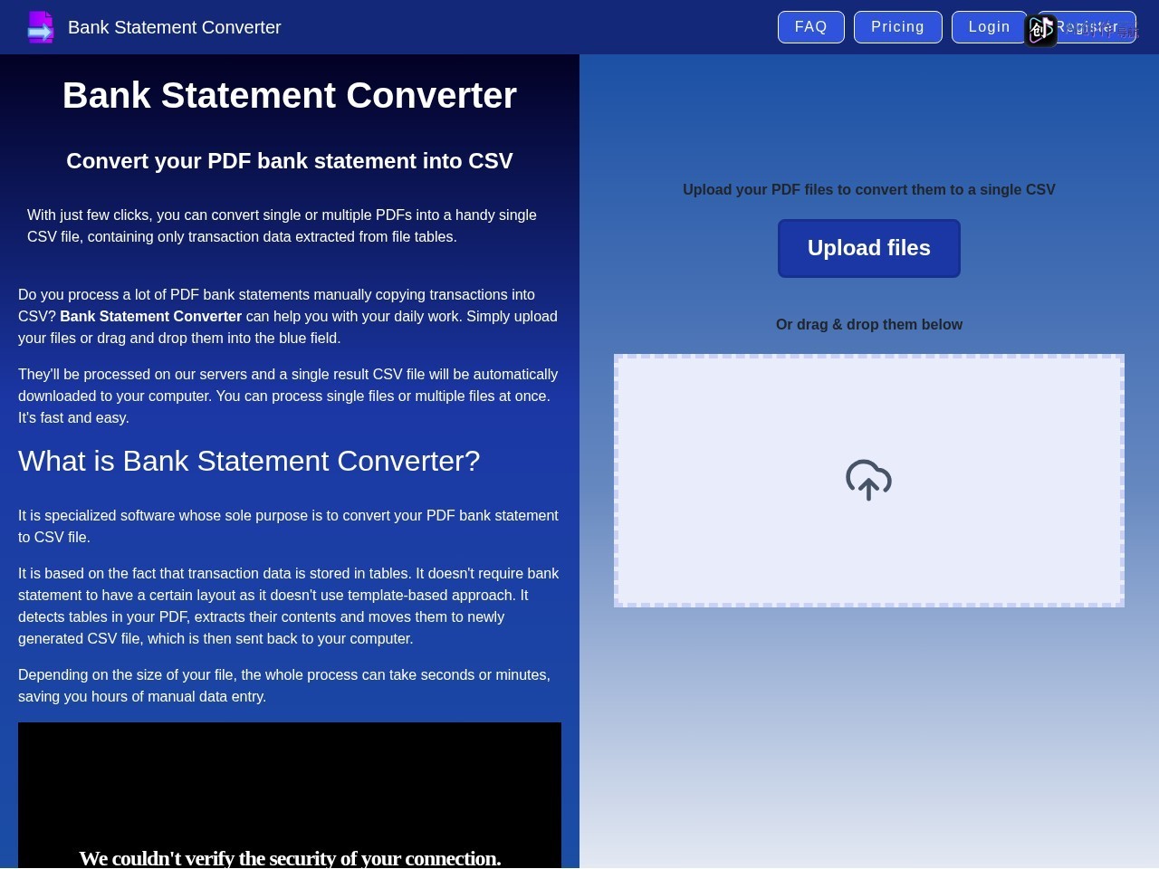 Bank Statement Converter 网站截图